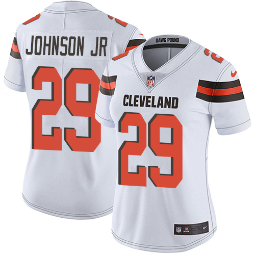 Nike Browns #29 Duke Johnson Jr White Women's Stitched NFL Vapor Untouchable Limited Jersey